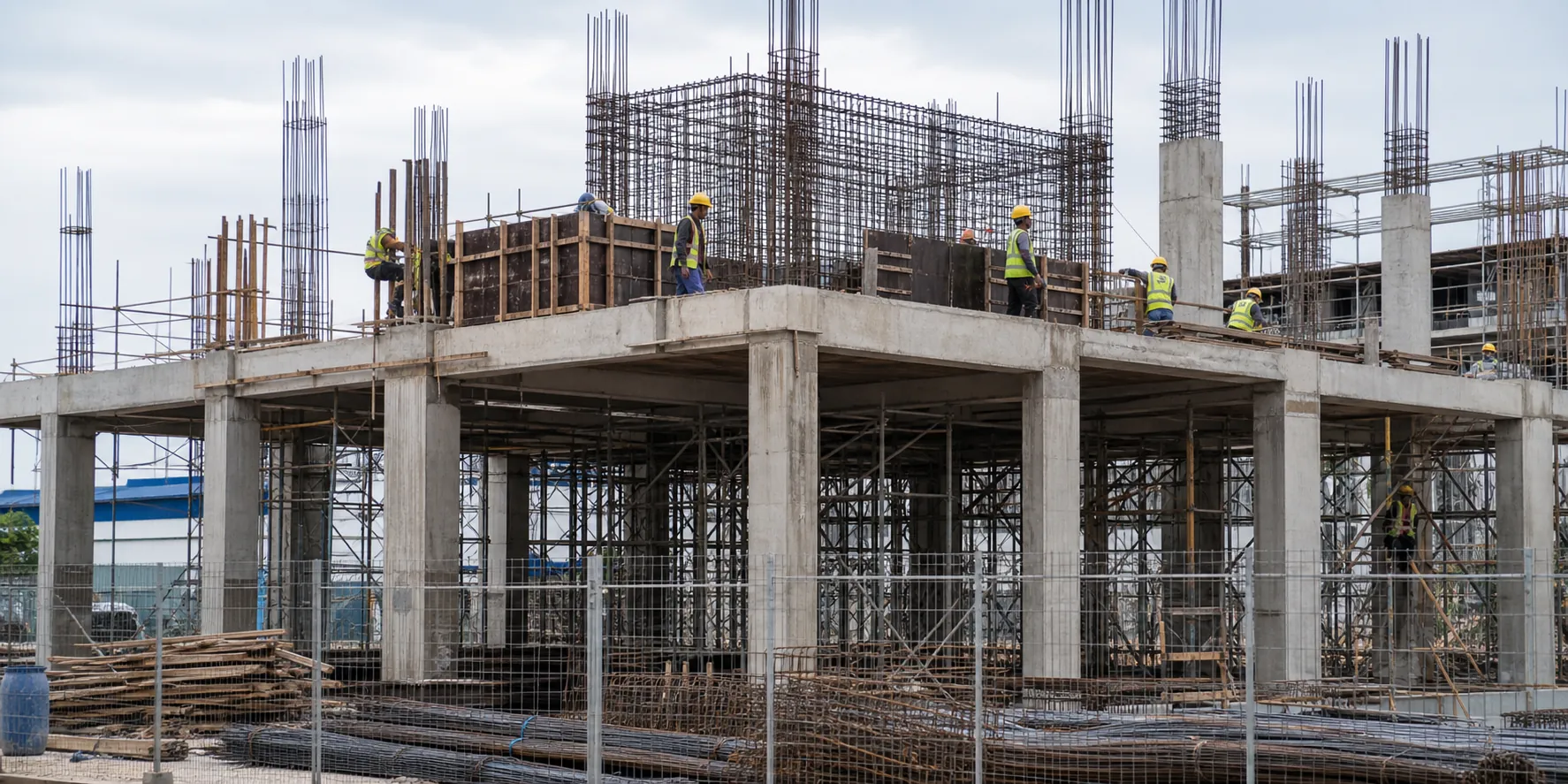 Reinforced concrete structure works on a Penang construction site